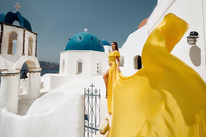 1-Hour Private Santorini Flying Dress Photoshoot - Price, private access, and what you receive
