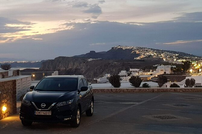 24h Luxury Santorini Transfer or Arrival or Departure one way - The route through Santorini