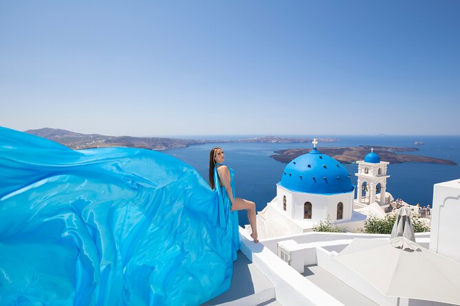 Amazing Flying Dress Photoshoot in Santorini - Choosing a dress from 40 colors and styles