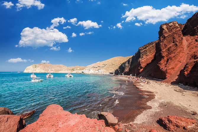 Archaeological Bus Tour To Akrotiri Excavations & Red Beach - Red Beach, red cliffs and a practical choice