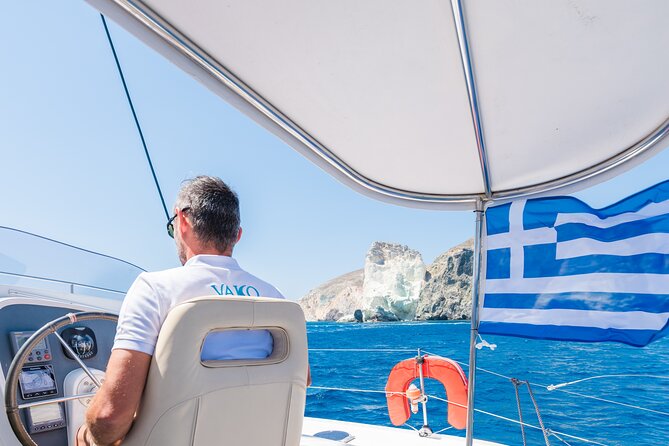 Best of Santorini Private Half-Day Catamaran Cruise with transfer and meal - Fira, Firostefani, and the old port from below