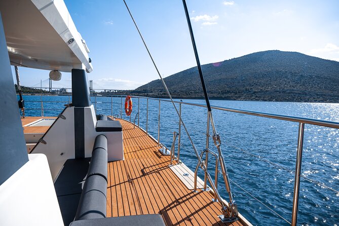 Comfort Max Catamaran Caldera Cruise with BBQ and Drinks - Red Beach, White Beach, and Mesa Pigadia