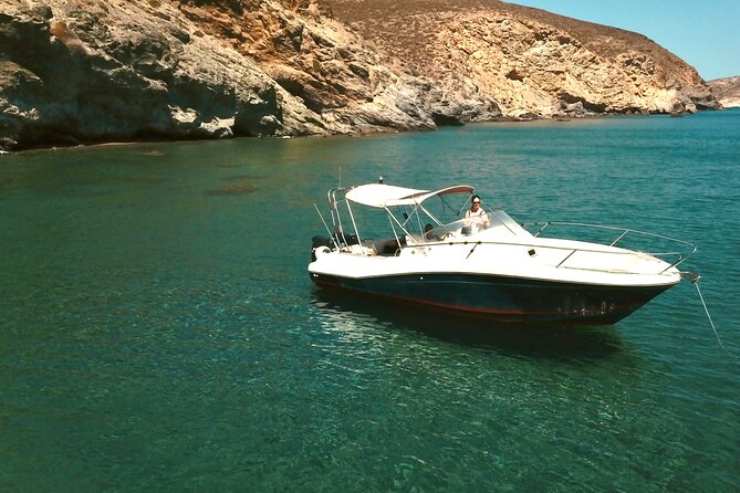 Explore Santorini and its volcanic wonders with Alex Private Boat - Leaving Santorini Old Harbor for the volcanic islands