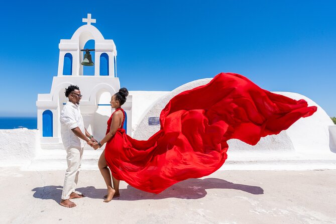 Flying Dress Experience -Private Santorini Photoshoot - Beginning at EpilektonPlatsani Church in Oia
