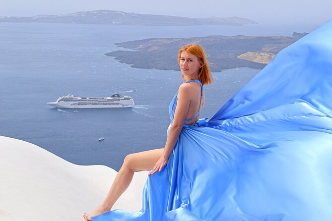 Flying Dress Photoshoot Experience in Santorini with pick up - Key points at a glance