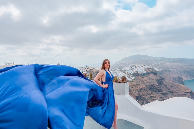 Flying Dress Photoshoot Experience in Santorini with pick up - Why Imerovigli works better than a crowded photo stop
