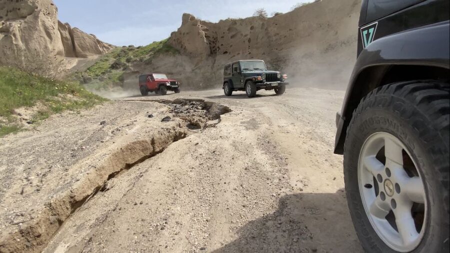 From Fira: Santorini Wrangler Jeep Convoy Tour & Villages - Starting in Pyrgos and getting comfortable behind the wheel