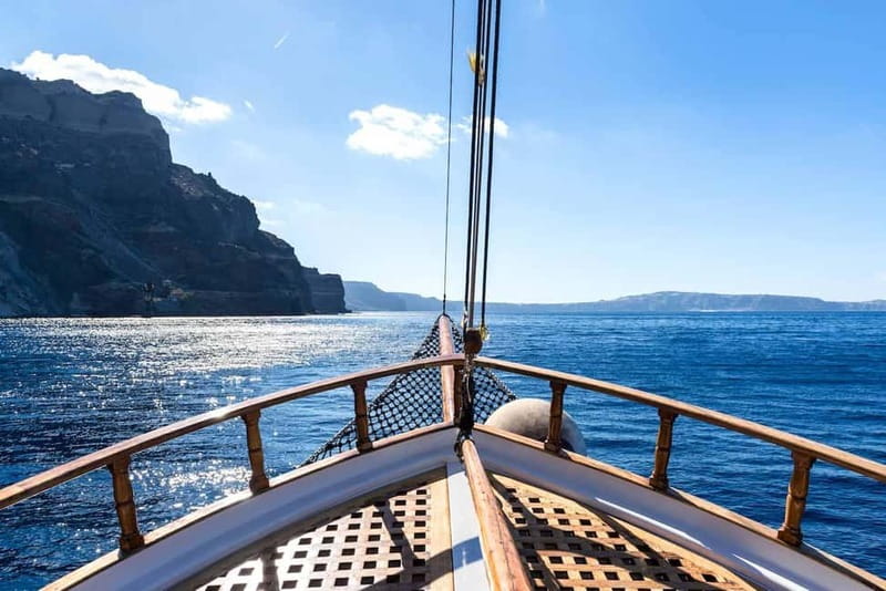 From Thera: Thirasia Cruise w/ Volcano Hike and Hot Springs - Palea Kameni hot springs: a swim from the boat