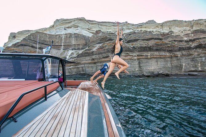Luxury Private Power Catamaran Tour in Santorini - Thirassia, Armeni Bay, and the caldera caves