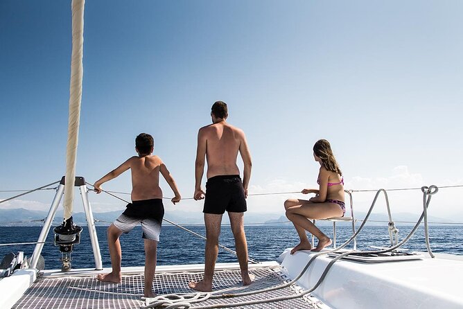Luxury Santorini Catamaran Cruise: Lunch, BBQ, Drinks, Transfers - Thirasia, swimming, and lunch on the catamaran