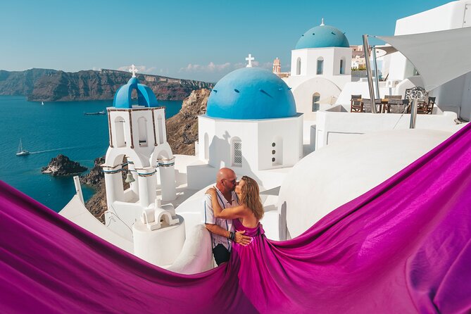 Oia Flying Dress Photoshoot Santorini - Oia gives the photos their Santorini character