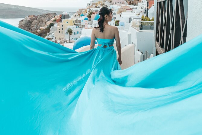 Oia Flying Dress Photoshoot Santorini - Who will enjoy this most