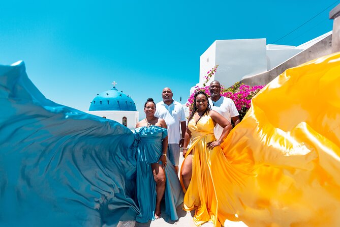 Photoshoot in Flying Dresses in Santorini - What the one-hour photoshoot is really like