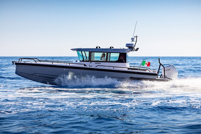 Private Axopar 37 MotorYacht Cruise in Santorini w/ Snack & Drink - Swimming and snorkeling along the coast