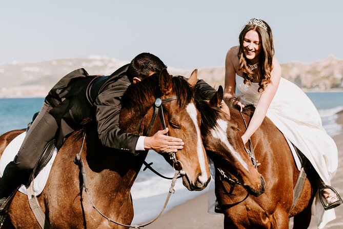 Private Horse Riding Experience in Santorini - Leaving the stables near Vlychada