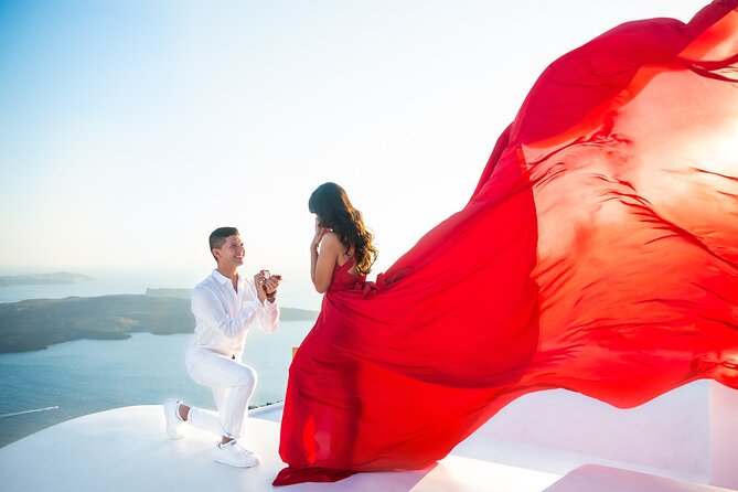 Professional Flying Dress Photoshoot In Santorini - White rooftops, caldera views, and quieter corners
