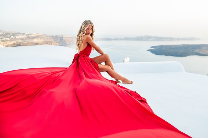 Professional Flying Dress Photoshoot In Santorini - Heat, wind, clothing, and comfort