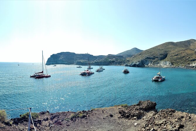 Sailsational Luxury Santorini Catamaran Sunset Cruise with Dinner - The volcano and sulfur hot springs