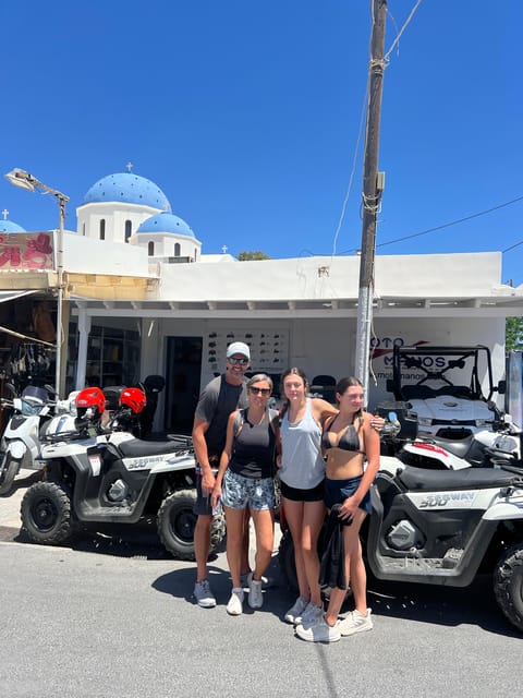 Santorini: ATV guided tour around the South of the island - Perissa Beach starts the ride beside black volcanic sand