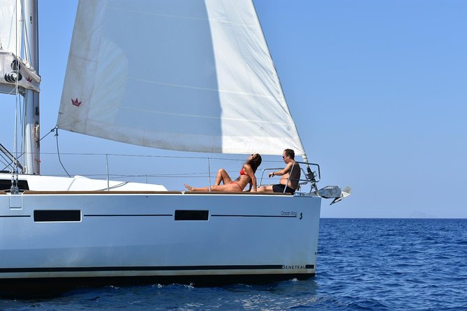 Santorini Caldera Private Sailing Boat Cruise - White Beach, reached only from the sea