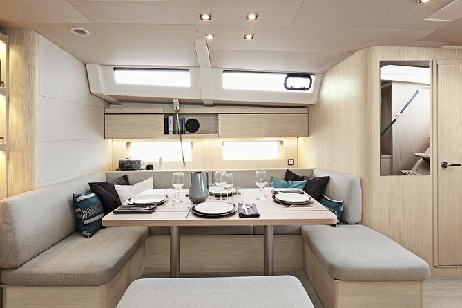 Santorini: Caldera Private Sailing Boat Cruise with Beneteau Oceanis 46.1 - A Greek meal with local wine on the water