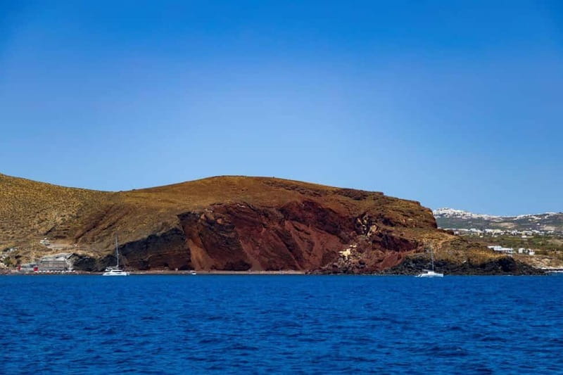 Santorini: Catamaran Cruise with Fresh Meal & Open Bar - Black Mountain coves and the first swim