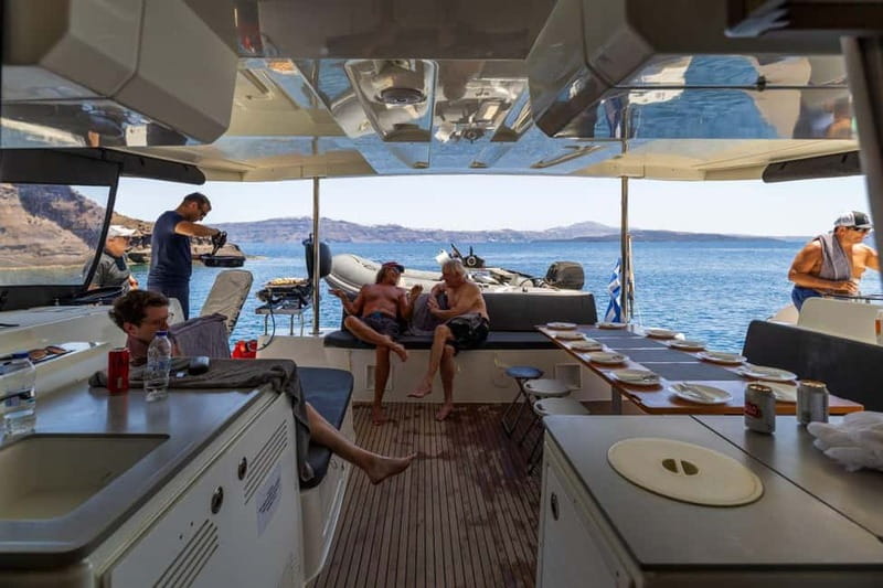 Santorini: Catamaran Cruise with Fresh Meal & Open Bar - Day cruise or sunset dinner?
