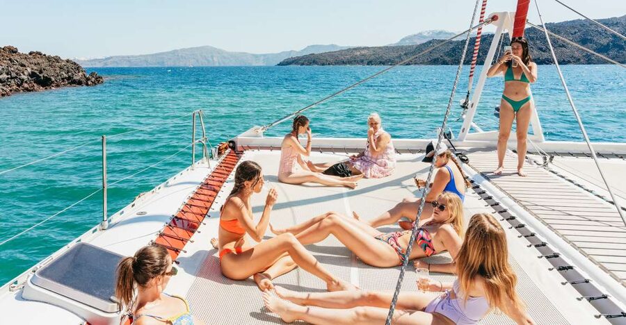 Santorini: Catamaran Tour with BBQ Dinner, Drinks, and Music - Key points to know before booking