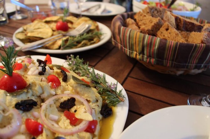 Santorini Family Farm Food & Wine Tour with Cooking Class - The farm kitchen and tomato-centered menu