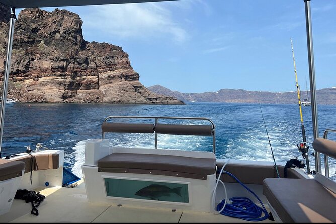 Santorini Fishing Private Cruise boat tour - BBQ, Snorkeling - Fishing near the volcano