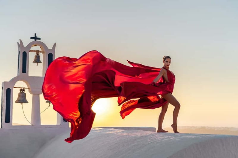Santorini: Flying Dress Photo © Photoshoot "Express Package" - Choosing a gown from sizes XS to XXL