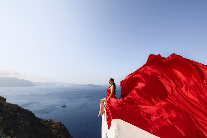 Santorini Flying Dress Photography - Pose coaching that takes pressure off