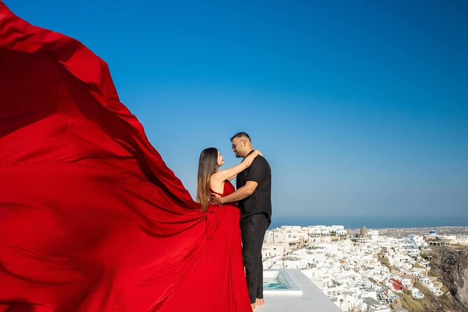 Santorini Flying Dress Photoshoot - The dress and styling are part of the experience