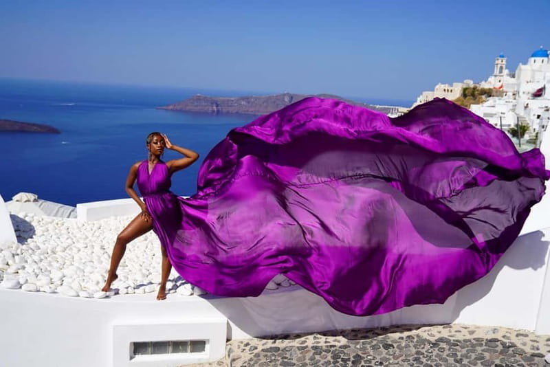 Santorini: Flying Dress Photoshoot Private Entry to Blue Dom - What happens during the 30-minute session