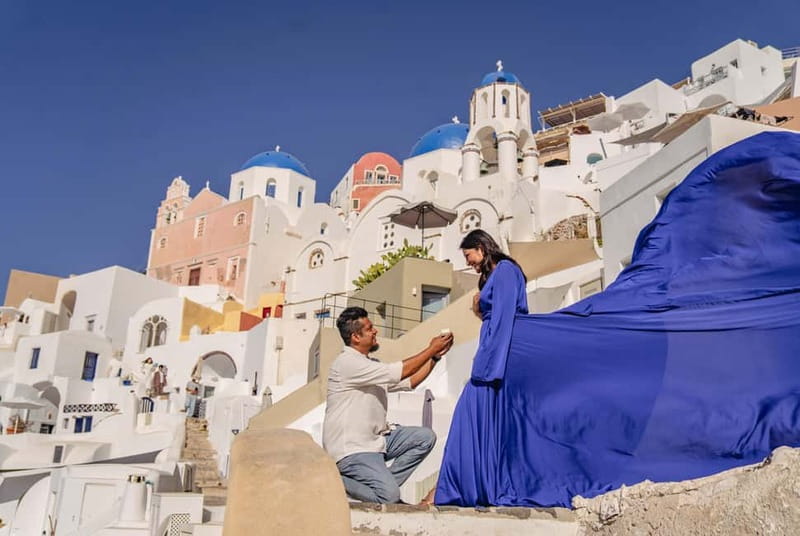 Santorini: Flying Dress Photoshoot Private Entry to Blue Dom - What you receive after the shoot