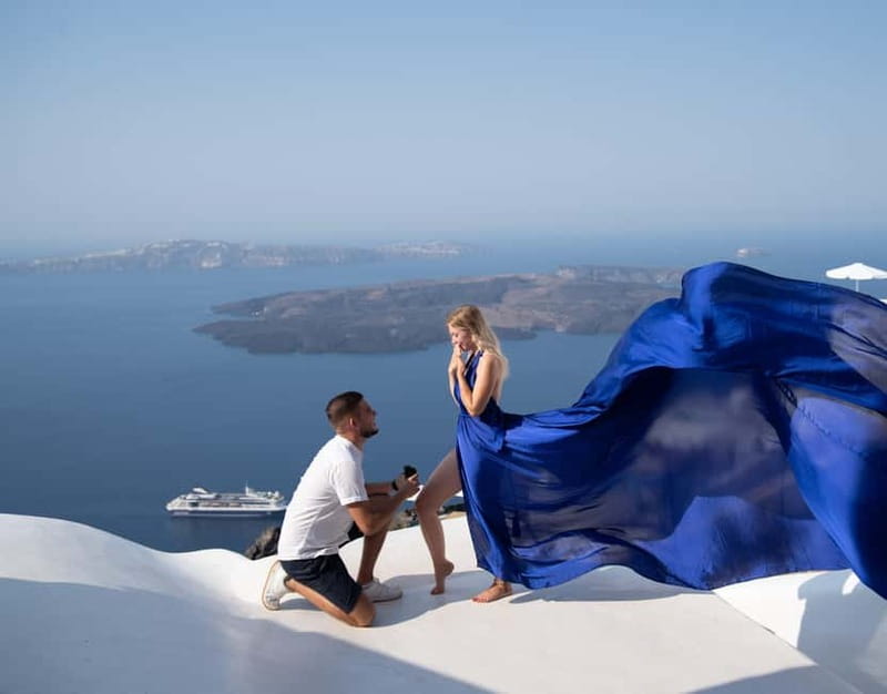 Santorini: Flying Dress Photoshoot Private Entry to Blue Dom - Price, extras, and real value