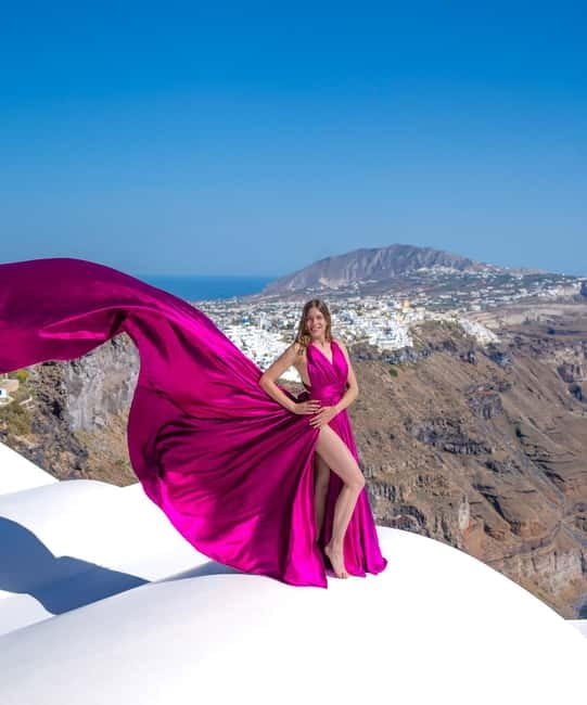Santorini: Flying Dress Photoshoot with Edited Photos - Selecting the dress, color, and accessories