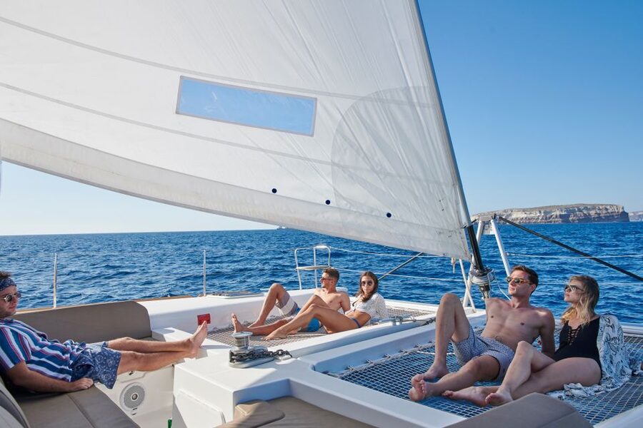 Santorini Gold Catamaran Cruise with Snorkel, BBQ & Open Bar - Mesa Pigadia, the longest swim, and the BBQ