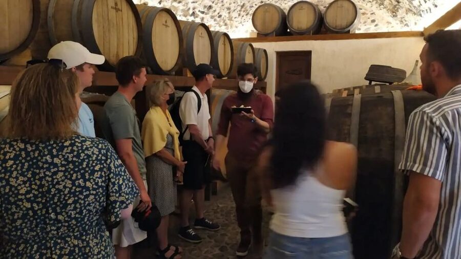 Santorini: Guided Highlights Tour with Private Wine Tasting - Perivolos, the black beach in the south