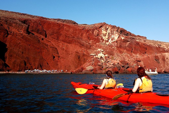 Santorini Guided Sea Kayaking with Light Lunch and Pick-up Option - White Beach and the Volcanic Coast