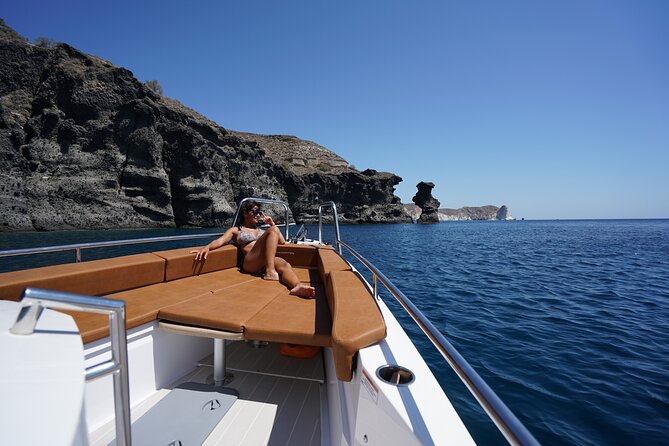 Santorini Half Day MotorCruiser Private Cruise incl. Meal,Drinks &Free Transport - What is included, and what the $80 price means