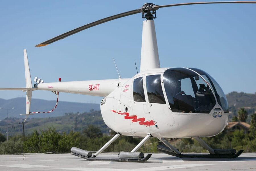 Santorini: Helicopter Sightseeing Flight Over Caldera - Vineyards and the Aegean backdrop