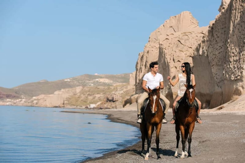 Santorini: Horseback Riding on the Black Sandy Eros Beach - From the Vlychada stables to ancient ash trails