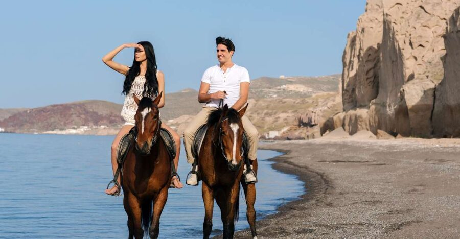 Santorini: Horseback Riding on the Black Sandy Eros Beach - Booking, cancellation, and timing details