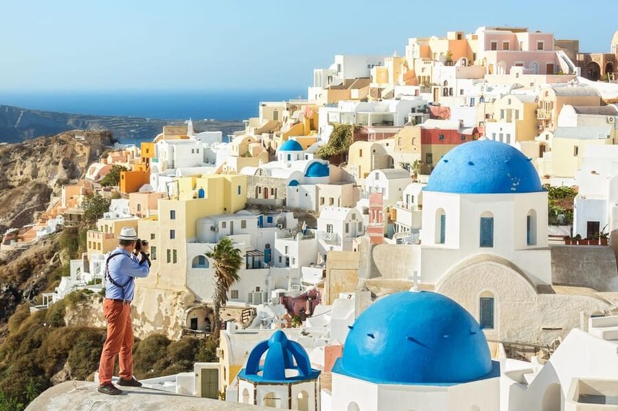 Santorini Iconic Villages Tour: Oia, Imerovigli, Firostefani - Firostefani and the first blue-dome view