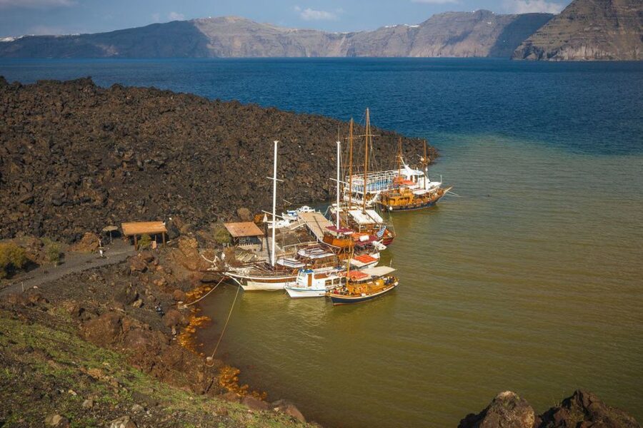 Santorini Island Bus Tour and Caldera Sunset Cruise - Thirassia depends on the date