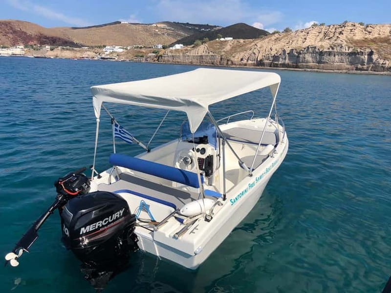 Santorini: License-Free Boat Rental with Ice, Water, & Fruit - Swimming Around the Hot Springs