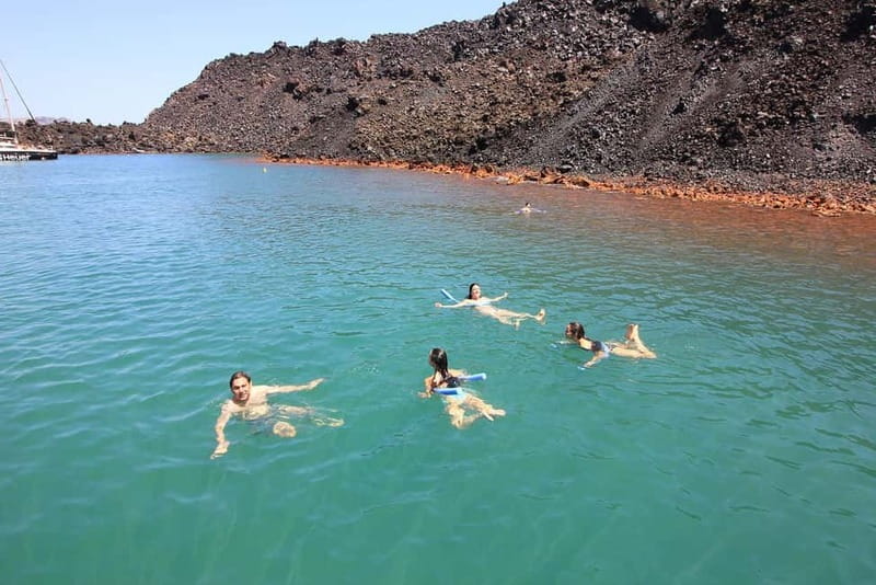 Santorini: Luxury Catamaran Cruise with Lunch, BBQ & Drinks - Mesa Pigadia brings the first real swim