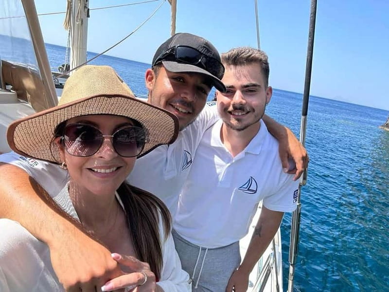 Santorini: Luxury Catamaran Cruise with Lunch, BBQ & Drinks - The Caldera and the Palea Kameni hot springs