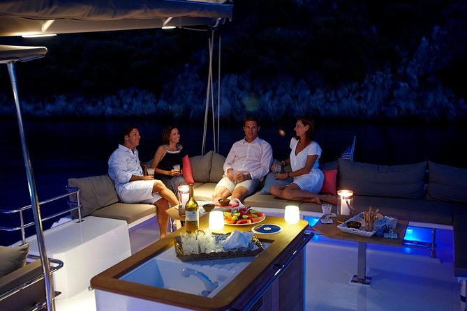 Santorini Luxury Catamaran Sunset Cruise with BBQ, Drink and Transfer - Swimming near Palea Kameni’s hot springs